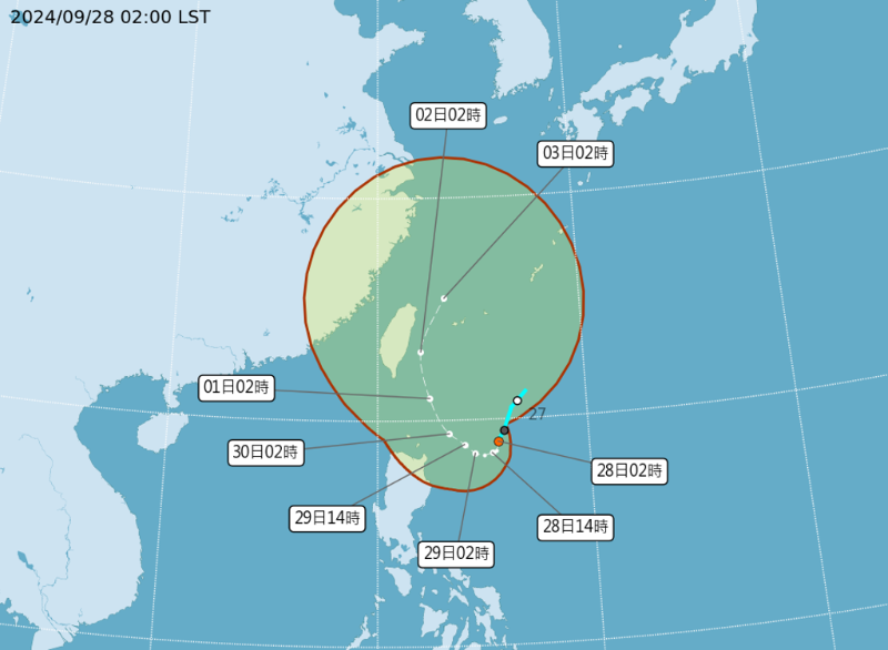 山陀兒臺(tái)風(fēng)預(yù)計(jì)今白天生成，強(qiáng)度至少達(dá)中臺(tái)，暴風(fēng)可能籠罩全臺(tái)。